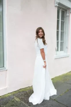 Chiffon Wedding Separates Circle Skirt 20 Chiffon Wedding Separates Circle Skirt -Floral Applique Dresses Shop DS150827 4 PDP Crop JUN23 1920x2880