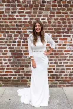 Chiffon Wedding Separates Circle Skirt 21 Chiffon Wedding Separates Circle Skirt -Floral Applique Dresses Shop DS150827 5 PDP Crop JUN23 1920x2880