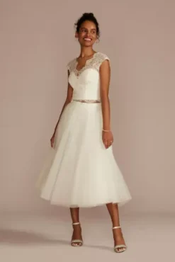 Allover Lace Cap Sleeve Separates Top 8 Allover Lace Cap Sleeve Separates Top -Floral Applique Dresses Shop DS152138 SOFTWHITE DBSTU PROD5 198