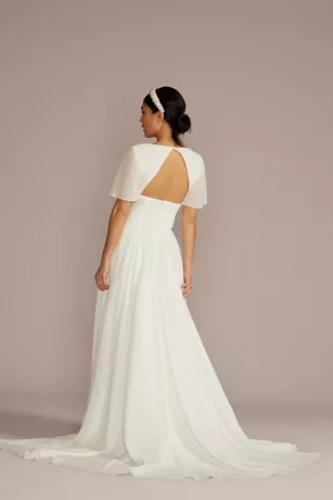 Chiffon Flutter Sleeve Bridal Separates Top 3 Chiffon Flutter Sleeve Bridal Separates Top - Image 3