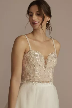 3D Floral Sweetheart Spaghetti Strap Separates Top 1 3D Floral Sweetheart Spaghetti Strap Separates Top