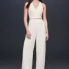 Racerback Crepe Plus Jumpsuit With Crystal Belt