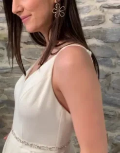 Spaghetti Strap Crepe Plus Fit-and-Flare Dress -Floral Applique Dresses Shop DS870158 PDP