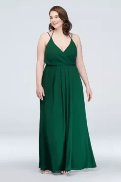 Double-Strap Georgette Bridesmaid Wrap Dress -Floral Applique Dresses Shop F19755 ZZZ 1