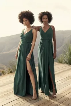 Double-Strap Georgette Bridesmaid Wrap Dress -Floral Applique Dresses Shop F19755 ZZZ 4