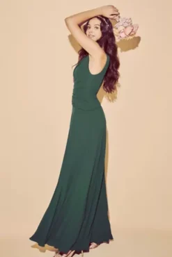 One-Shoulder Georgette Cascade Bridesmaid Dress -Floral Applique Dresses Shop F19832 ZZZ5