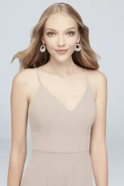 Chiffon V-Neck Spaghetti Strap Bridesmaid Dress -Floral Applique Dresses Shop F19935 BISCOTTI BM PROD8 267