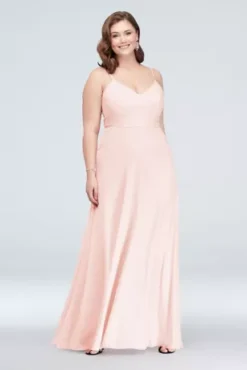Chiffon V-Neck Spaghetti Strap Bridesmaid Dress -Floral Applique Dresses Shop F19935 PETAL BM PROD3 024