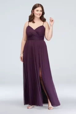 Spaghetti Strap Ruched Waist Mesh Bridesmaid Dress 8 Spaghetti Strap Ruched Waist Mesh Bridesmaid Dress -Floral Applique Dresses Shop F19944 ZZZ1