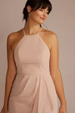 High-Neck Chiffon Bridesmaid Dress With Cascade -Floral Applique Dresses Shop F20014 SAND BM PROD9 V2 074 detail