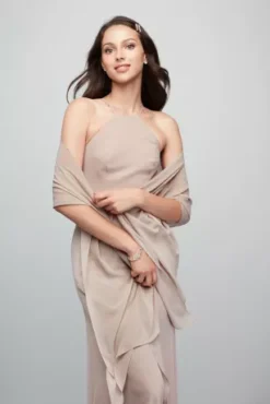 High-Neck Chiffon Bridesmaid Dress With Cascade -Floral Applique Dresses Shop F20014 ZZZ 1 1