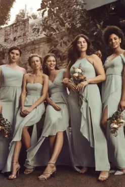 High-Neck Chiffon Bridesmaid Dress With Cascade -Floral Applique Dresses Shop F20014 ZZZ 2