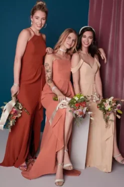 Spaghetti Strap Bridesmaid Dress With Cascade -Floral Applique Dresses Shop F20319 1 PDP Crop JAN12 1920x2880