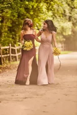 Spaghetti Strap Chiffon Bridesmaid Dress With Slit -Floral Applique Dresses Shop F20342 1 PDP Crop SEP28 1920x2880