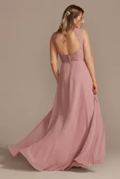 Lace Chiffon Tank Long Bridesmaid Dress -Floral Applique Dresses Shop F20357 QUARTZ BM PROD4 110