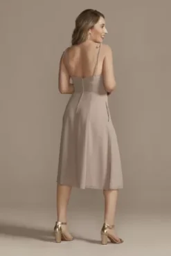 Chiffon Midi Spaghetti Strap Bridesmaid Dress -Floral Applique Dresses Shop F20398 BISCOTTI BM PROD4 140