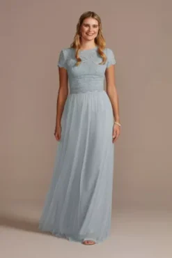 Bridesmaid Separates Tulle A-Line Skirt -Floral Applique Dresses Shop F20413 DUSTYBLUE BM PROD7 24