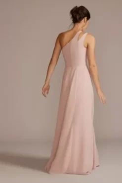 Chiffon One-Shoulder Cutout Bridesmaid Dress -Floral Applique Dresses Shop F20458 DUSTYPINK BM PROD11 167 back