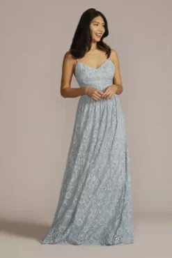 Lace Spaghetti Strap Bridesmaid Dress