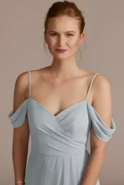 Chiffon Off-the-Shoulder Bridesmaid Dress -Floral Applique Dresses Shop F20509 DUSTYBLUE BM PROD11 212 detail