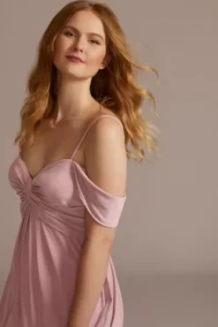 Jersey Twist Knot Empire Waist Bridesmaid Dress -Floral Applique Dresses Shop F20537 QUARTZ BM PROD11 167 detail