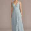 Chiffon V-Neck Tank Bridesmaid Dress With Cascade