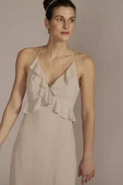 Chiffon Ruffle Empire Waist Bridesmaid Dress -Floral Applique Dresses Shop F20557 BISCOTTI BM PROD3 105 detail