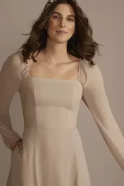 Long Sleeve Chiffon Bridesmaid Dress -Floral Applique Dresses Shop F20617 BISCOTTI MISSY OM PROD1 094 detail