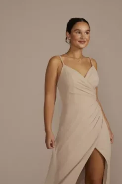 Crinkle Chiffon Spaghetti Strap Bridesmaid Dress -Floral Applique Dresses Shop F20621 BISCOTTI MISSY OM PROD12 037 detail