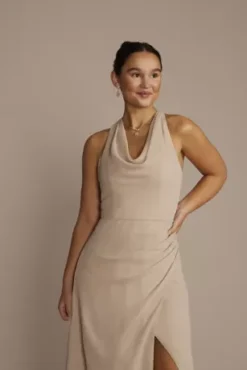 Sleeveless Crinkle Chiffon Sheath Bridesmaid Dress -Floral Applique Dresses Shop F20655 BISCOTTI MISSY OM PROD12 043 detail