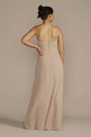 One-Shoulder Crinkle Chiffon Bridesmaid Dress 2 One-Shoulder Crinkle Chiffon Bridesmaid Dress - Image 2