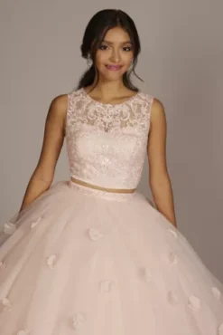 3-Piece Convertible Quince Dress With Heart Back -Floral Applique Dresses Shop FR2102 PETAL QUINCE PROD12 107