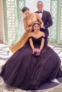 3D Floral Quince Gown With Detachable Sleeves -Floral Applique Dresses Shop FR2111 PDP Crop JUNE21 1920x2880