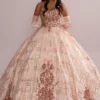 Patterned Sequin Quince Ball Gown With Bolero