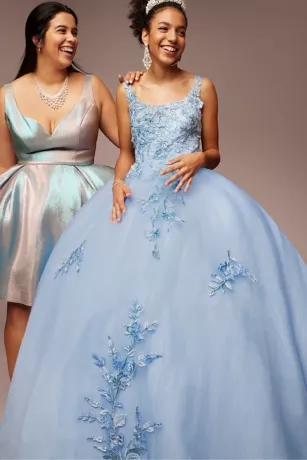 Metallic Floral Glitter Tulle Quince Ball Gown 6 Metallic Floral Glitter Tulle Quince Ball Gown - Image 6