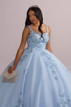 Metallic Floral Glitter Tulle Quince Ball Gown 9 Metallic Floral Glitter Tulle Quince Ball Gown -Floral Applique Dresses Shop FR2114 MLIGHTBLUE QUINCE PROD7 10989