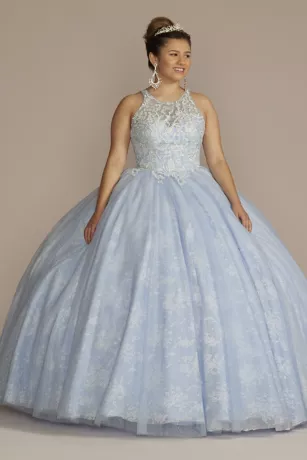 Lace-Up Back Applique Bodice Quince Dress 1 Lace-Up Back Applique Bodice Quince Dress