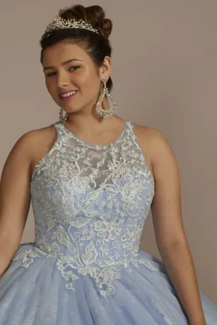 Lace-Up Back Applique Bodice Quince Dress 3 Lace-Up Back Applique Bodice Quince Dress - Image 3