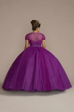 Beaded Bodice Ball Gown Quince Dress With Bolero -Floral Applique Dresses Shop FR2207 MPURPLE QUINCE PROD5 222