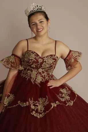 Tiered Quince Dress With Interchangeable Sleeves 9 Tiered Quince Dress With Interchangeable Sleeves - Image 9