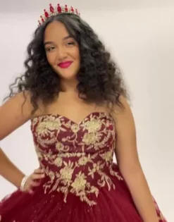 Tiered Quince Dress With Interchangeable Sleeves 18 Tiered Quince Dress With Interchangeable Sleeves -Floral Applique Dresses Shop FR2208 PDP