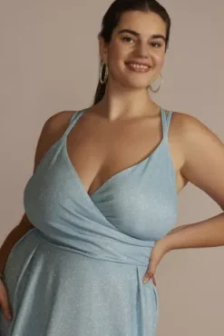 Glitter Knit Faux Wrap Skater Dress -Floral Applique Dresses Shop GHHP4455 MSKYBLUE HC PROD7 042