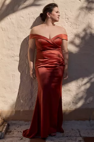 Satin Off-the-Shoulder Mermaid Bridesmaid Dress 5 Satin Off-the-Shoulder Mermaid Bridesmaid Dress - Image 5