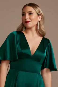 Charmeuse Flutter-Sleeve A-Line Bridesmaid Dress -Floral Applique Dresses Shop GS290034 GEM BM PROD3 177