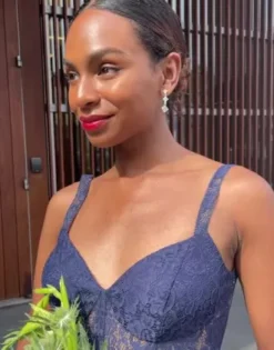 Lace Corset Bodice Bridesmaid Dress With Slit -Floral Applique Dresses Shop GS290105 PDP