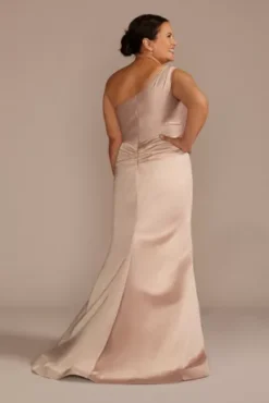 One-Shoulder Stretch Satin Bridesmaid Dress -Floral Applique Dresses Shop GS290147 SAND BM PROD3 aa
