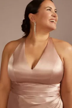 Charmeuse Bridesmaid Dress With Crisscross Back -Floral Applique Dresses Shop GS290152 SAND BM PROD3 aaa