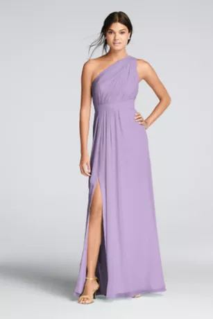 Long One-Shoulder Crinkle Chiffon Dress 1 Long One-Shoulder Crinkle Chiffon Dress