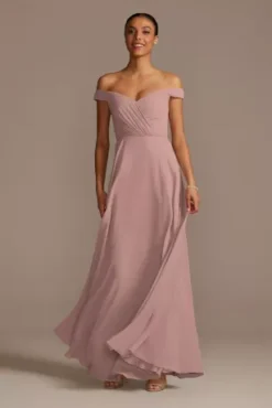 Off The Shoulder Full Skirt Bridesmaid Dress