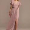 Flutter Sleeve Charmeuse Tall Bridesmaid Dress
